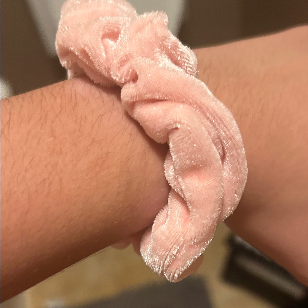 Pink Velvet Scrunchie